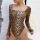 Long Sleeve Leopard Digital Printing Zipper Swimwear